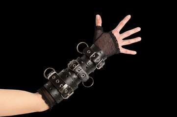 Naklejka premium Hand in Leather bracelets