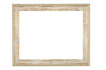 Shabby picture frame with blank space, isolated on white backgro - obrazy, fototapety, plakaty
