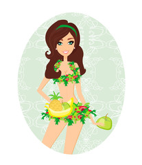 beautiful girl with fruits