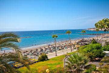 Beach  Playa de las Americas on Tenerife, Spain.