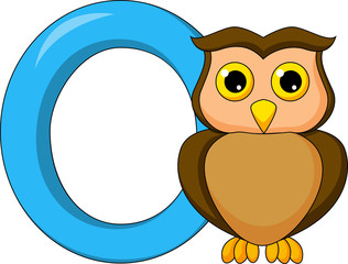Alphabet O with owl cartoon