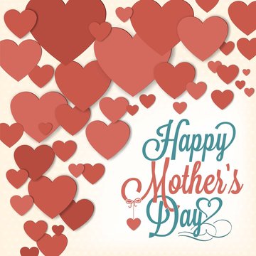 VIntage Happy Mothers's Day Typographical Background With Hearts