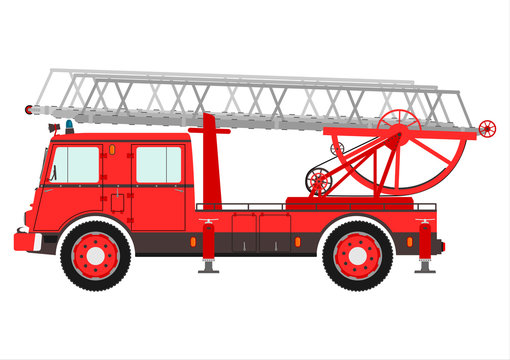 Fire truck with a ladder.