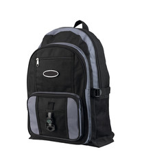 A canvas backpack with compass for student or adventure