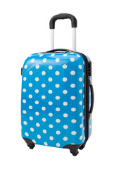 A cute luggage  with three handle and four wheels