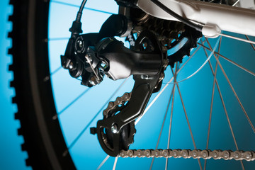 mountain bike, front sprocket and pedal