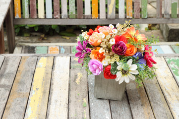 Fototapeta na wymiar colorful flowers pots decoration