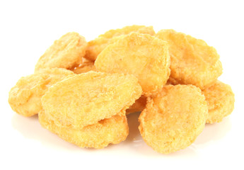 Fried chicken nuggets isolated on white