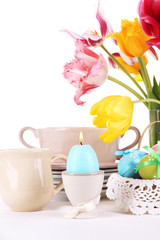 Place setting for Easter isolated on white
