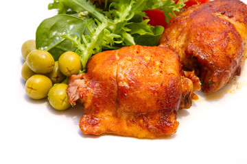 barbecue chicken on white with soft shadows