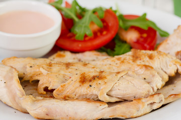 fried turkey with salad