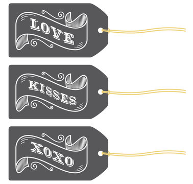 love kisses xoxo retro label
