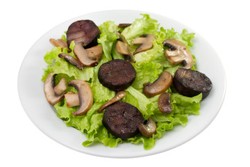 salad with sausages and mushrooms