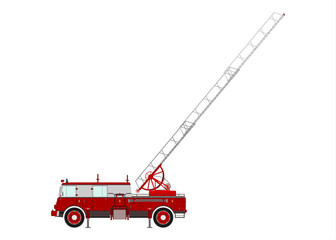Fire truck with a lader fanned.