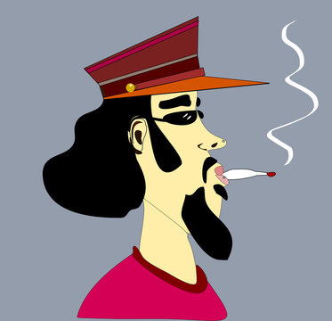 man with long hair smoking marijuana