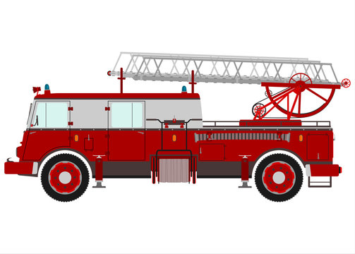 Fire truck with ladder.