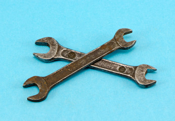 screw spanners wrench tools crossed pair retro