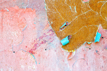 Old colored wall texture with painted metal for background or decoration