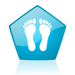 footprint blue pentagon web glossy icon