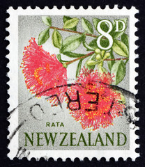 Postage stamp New Zealand 1960 Southern Rata Flower, Flowering T