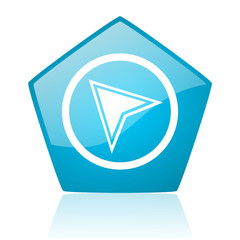 navigation blue pentagon web glossy icon