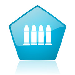 ammunition blue pentagon web glossy icon