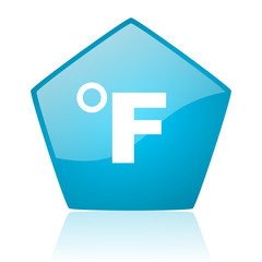 fahrenheit blue pentagon web glossy icon
