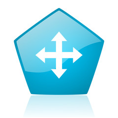 arrows blue pentagon web glossy icon