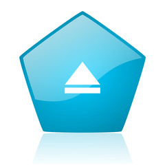 eject blue pentagon web glossy icon