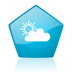 weather forecast blue pentagon web glossy icon