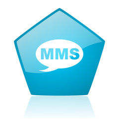 mms blue pentagon web glossy icon