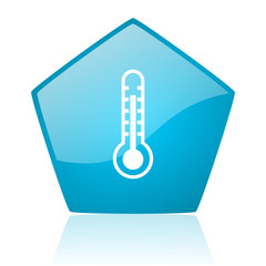 thermometer blue pentagon web glossy icon