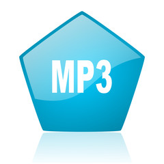 mp3 blue pentagon web glossy icon