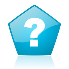 question mark blue pentagon web glossy icon