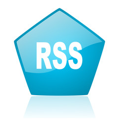 rss blue pentagon web glossy icon