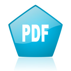 pdf blue pentagon web glossy icon