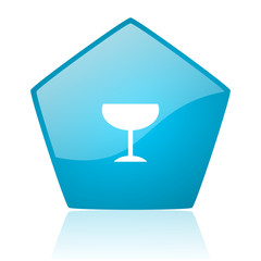 glass blue pentagon web glossy icon