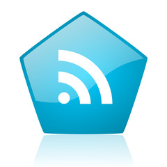 rss blue pentagon web glossy icon