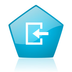 enter blue pentagon web glossy icon