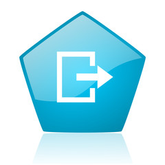 exit blue pentagon web glossy icon