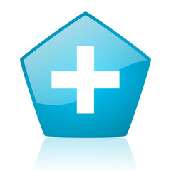 emergency blue pentagon web glossy icon
