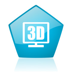 3d display blue pentagon web glossy icon
