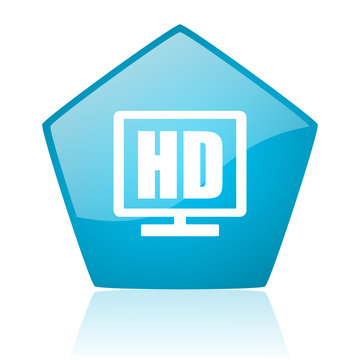 hd display blue pentagon web glossy icon