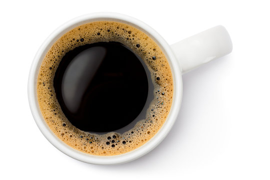 White Ceramic Coffee Mug. Top View.