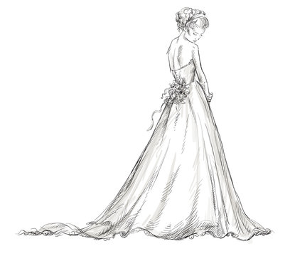 Bridal gown drawing hot sale