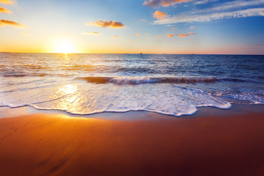 sunset and sea