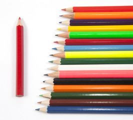 multi color pencils isolated on white