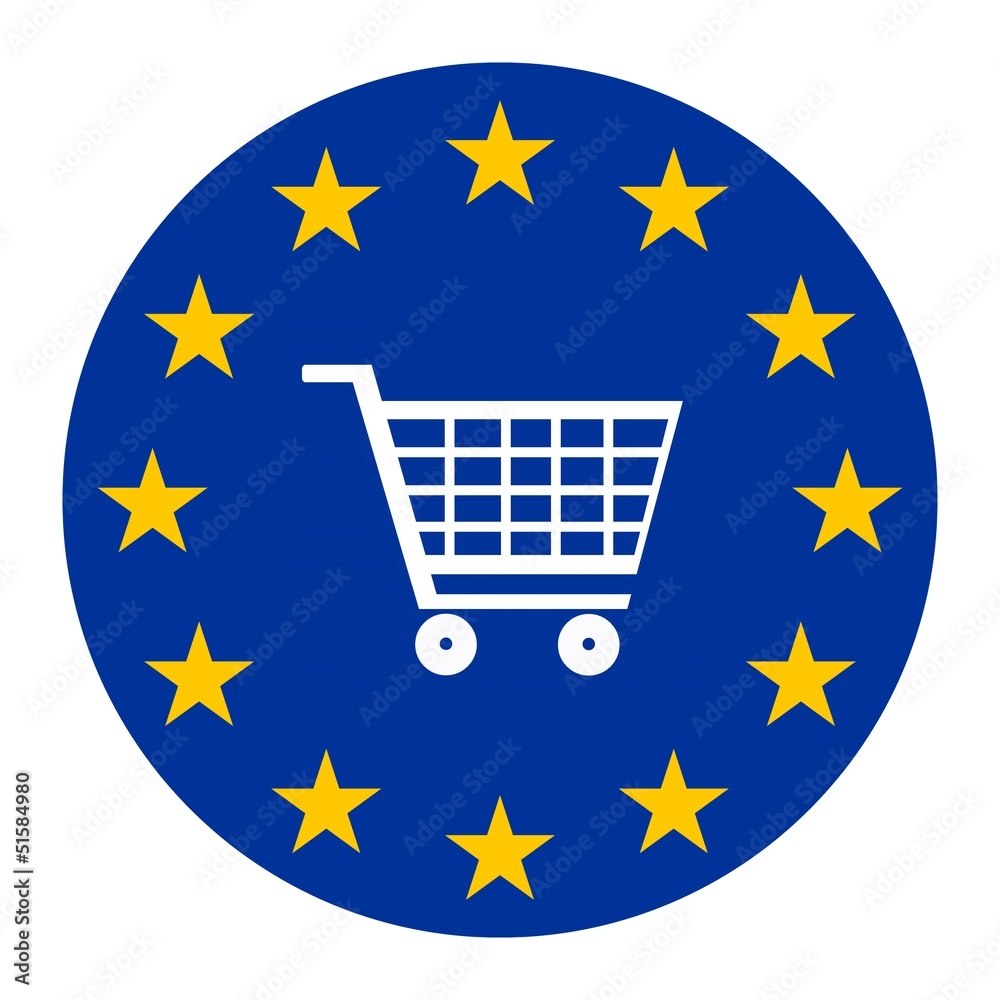 Canvas Prints Caddie de supermarché dans un drapeau européen