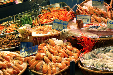 Seafood market stall in Paris, France