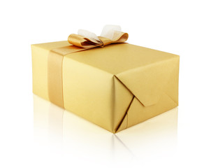 Gift box in golden paper